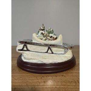 Christmas Thomas Kinkade Let It Snow Musical Lighted Sledding Snowman BASE ONLY